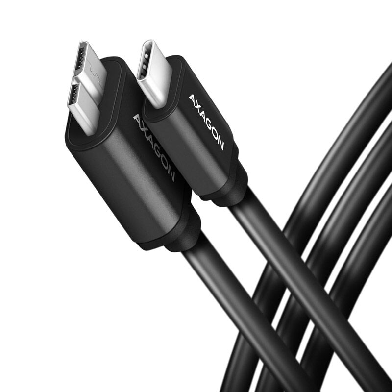 AXAGON BUMM3-CM10AB Micro-B til USB-C kabel forfra