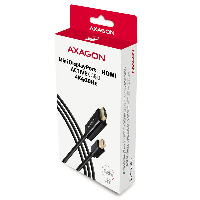 AXAGON RVDM-HI14C2 Mini-DisplayPort til HDMI adapterkabel 4K 180 cm bakside