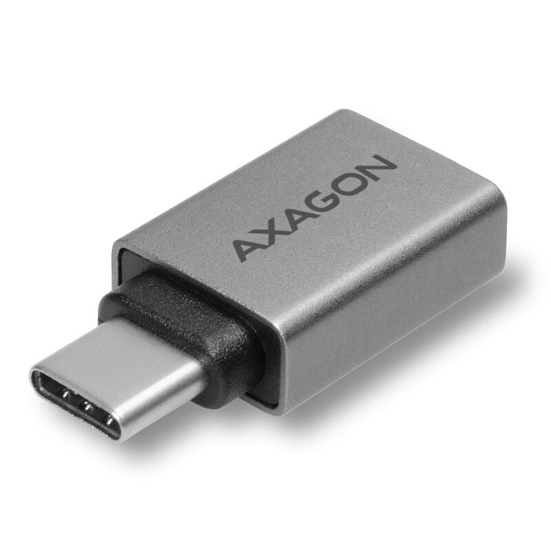 AXAGON USB-C til USB-A adapter aluminium svart forfra
