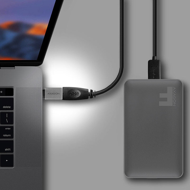 AXAGON USB-C til USB-A adapter aluminium svart detalj