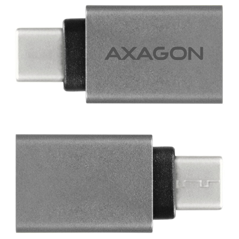 AXAGON USB-C til USB-A adapter aluminium svart nærbilde