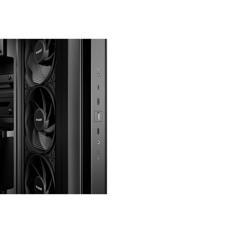 nærbilde av frontpanel på be quiet! Light Base 500 kabinett midtårn