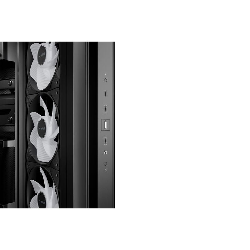 be quiet! Light Base 500 LX kabinett nærbilde av herdet glass sidepanel