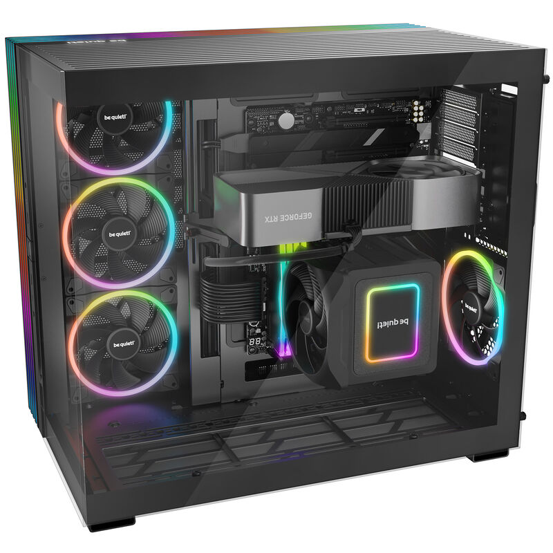 be quiet! Light Base 900 DX kabinett detalj av herdet glass sidepanel