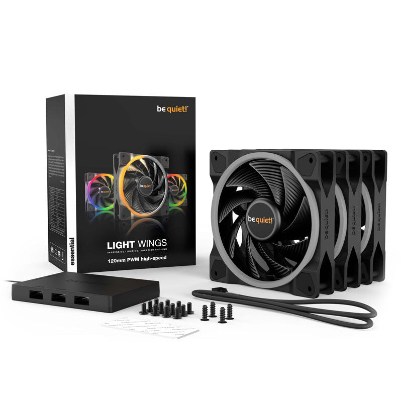 be quiet! Light Wings ARGB PWM vifte 120 mm svart 3-pakk High Speed ARGB-hub