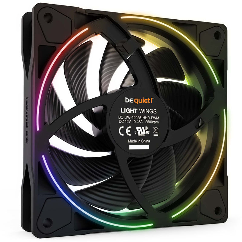 be quiet! Light Wings ARGB PWM vifte 120 mm svart 3-pakk High Speed detalj av vifteblad