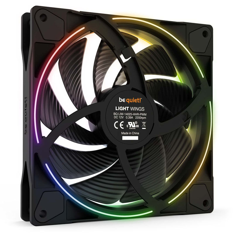 detalj av be quiet! Light Wings ARGB PWM vifte 140 mm High Speed svart
