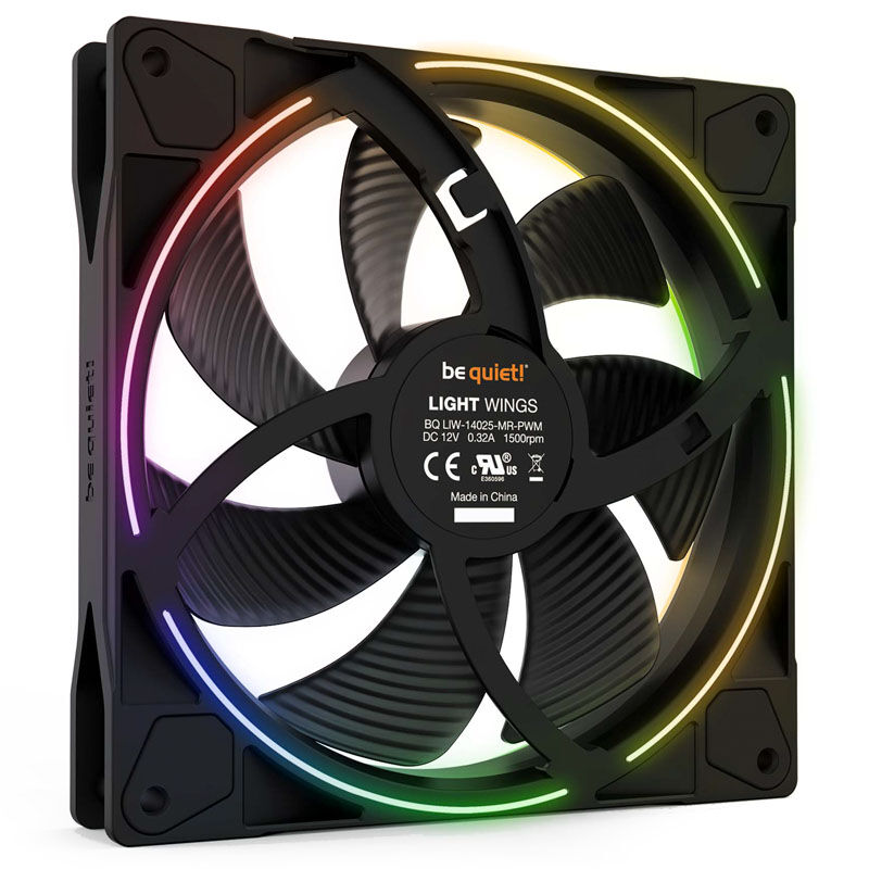 Detalj av be quiet! Light Wings ARGB PWM vifte 3-pack 120 mm svart
