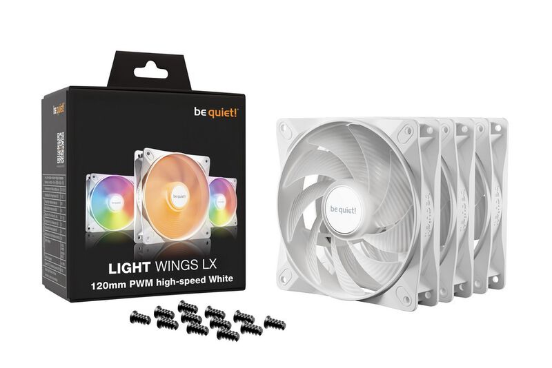 nærbilde av be quiet! Light Wings LX ARGB PWM vifte 120 mm 3-pack svart vifteblader