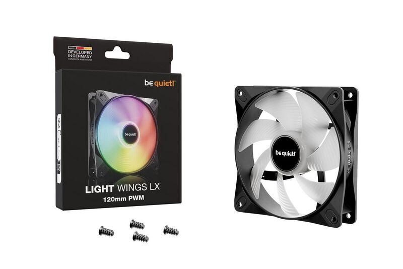 be quiet! Light Wings LX ARGB PWM vifte 140 mm svart nærbilde av RGB-belysning