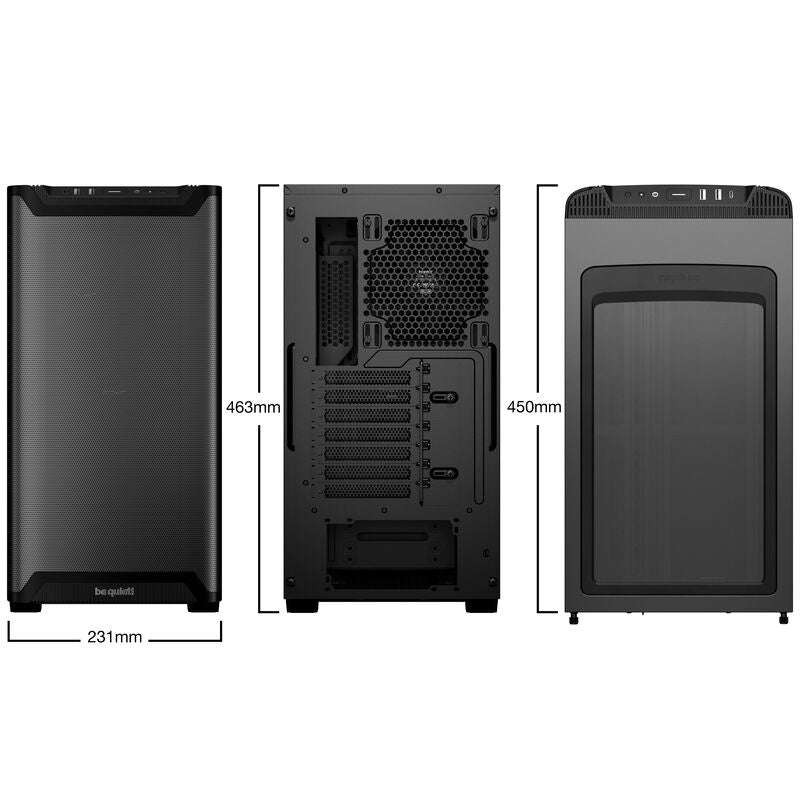 be quiet! Pure Base 501 Airflow kabinett midtårn ATX detalj mesh-front