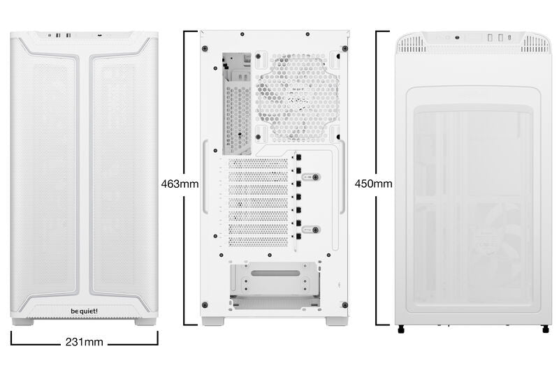 be quiet! Pure Base 501 DX kabinett bakside med ventilasjon