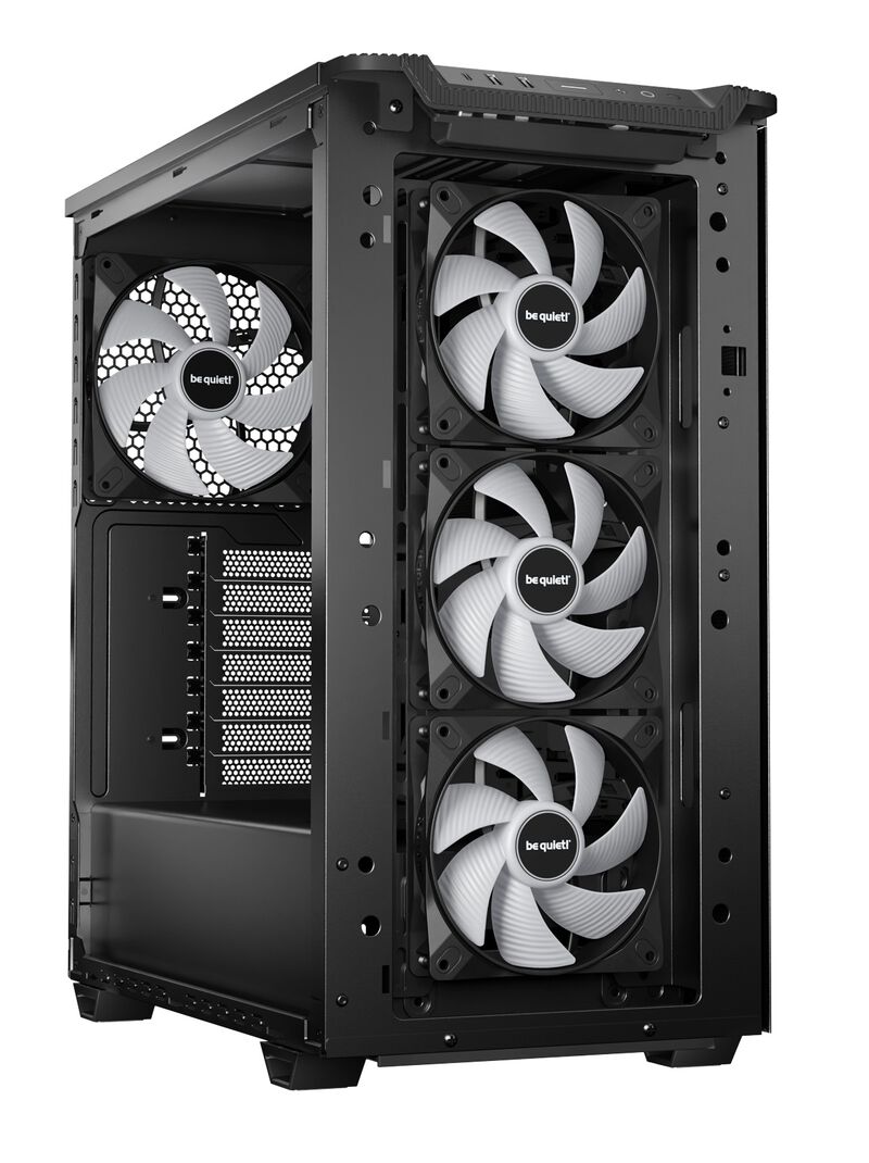 be quiet! Pure Base 501 LX kabinett detalj av tempered glass sidepanel