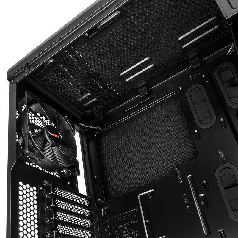 Oversikt over frontpanel på be quiet! Pure Base 600 kabinett