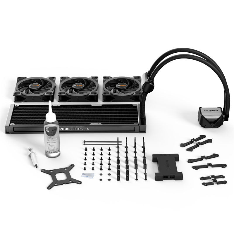 Detajl av be quiet! Pure Loop 2 FX AIO vannkjøling 360 mm ARGB pumpe