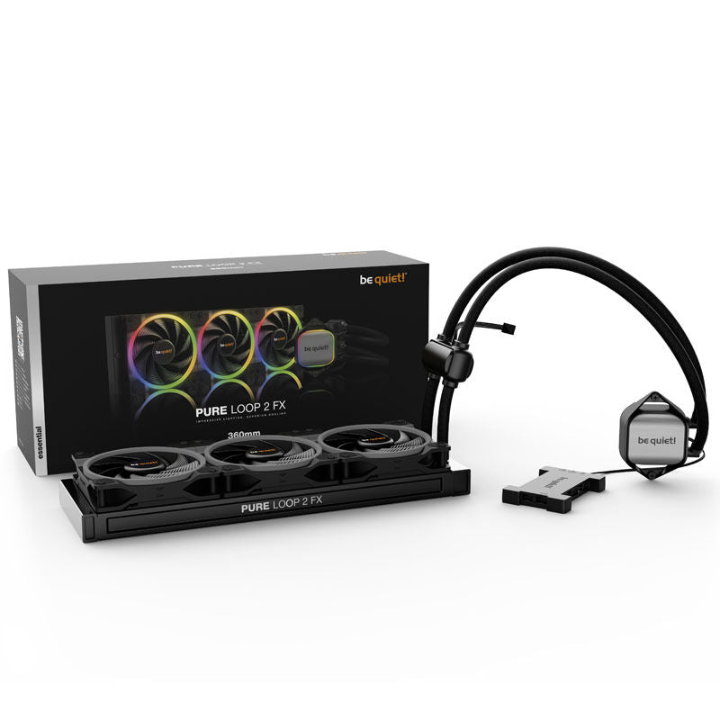 Nærbilde av ARGB-belysning på be quiet! Pure Loop 2 FX AIO vannkjøling 360 mm