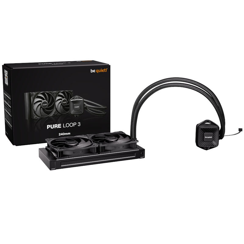 Nærbilde av vifte på be quiet! Pure Loop 3 AIO vannkjøling 240 mm PWM svart