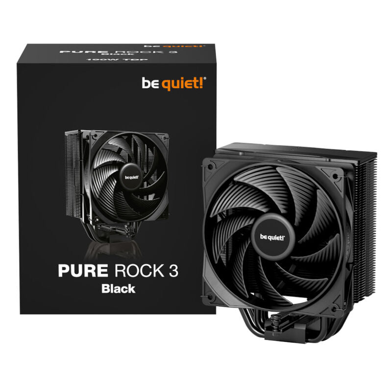 be quiet! Pure Rock 3 CPU-kjøler 120 mm singeltårn svart nærbilde av vifte