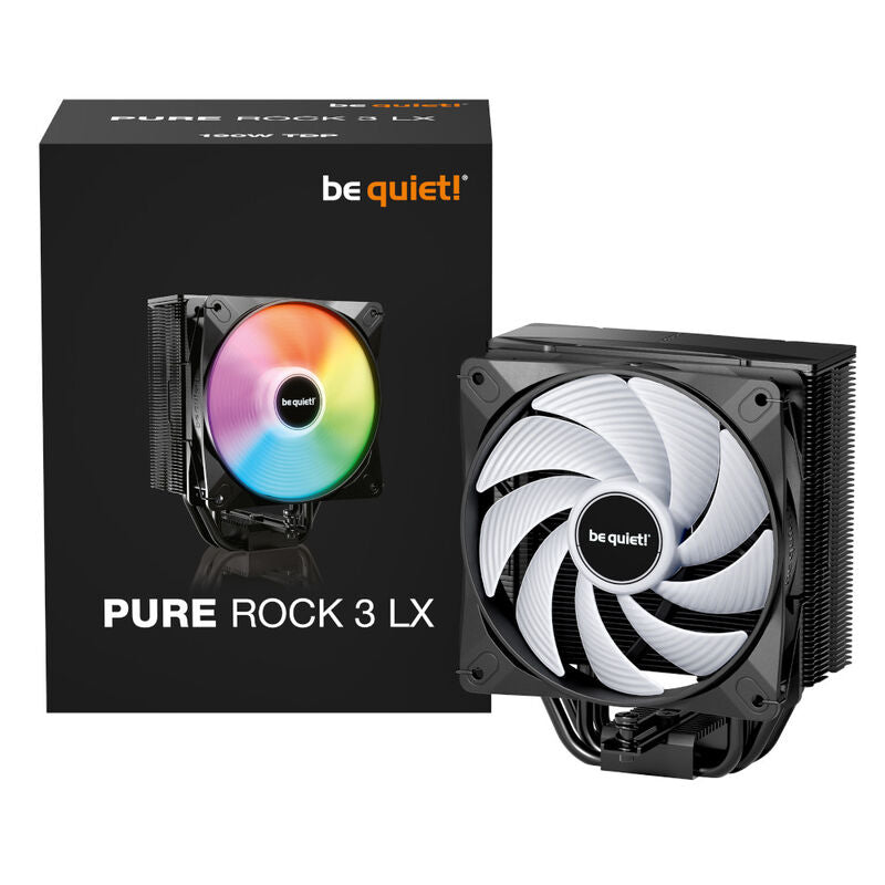 nærbilde av ARGB-vifte på be quiet! Pure Rock 3 LX CPU-kjøler 120 mm ARGB svart