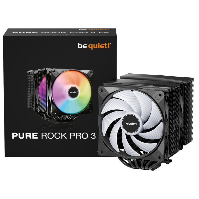 be quiet! Pure Rock Pro 3 LX CPU-kjøler 120 mm ARGB svart nærbilde av vifte