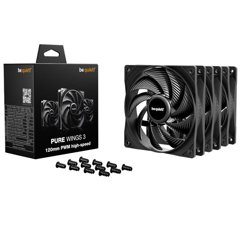be quiet! Pure Wings 3 120 mm vifte PWM High-Speed 3-pack svart forfra