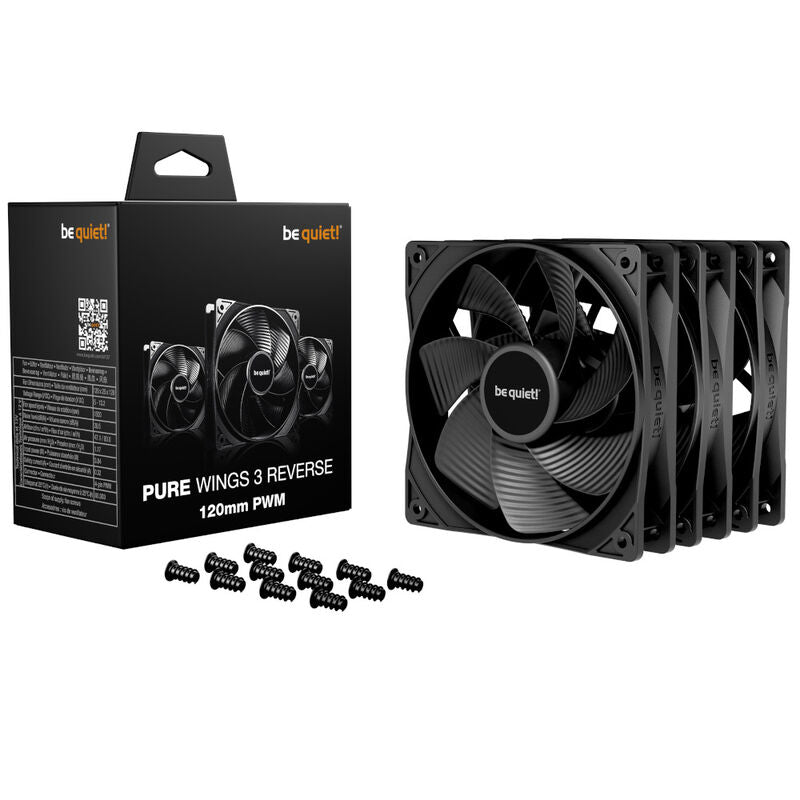 be quiet! Pure Wings 3 PWM Reverse vifte 120 mm svart 3-pakk forfra