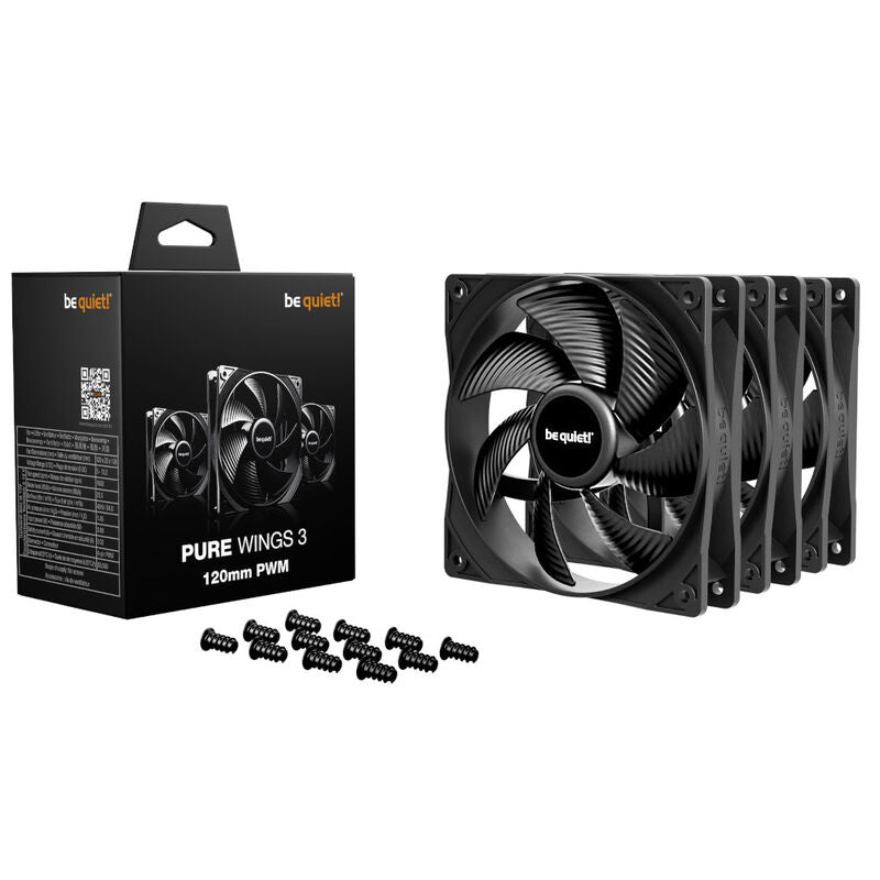 be quiet! Pure Wings 3 PWM vifte 120 mm svart 3-pakning forfra