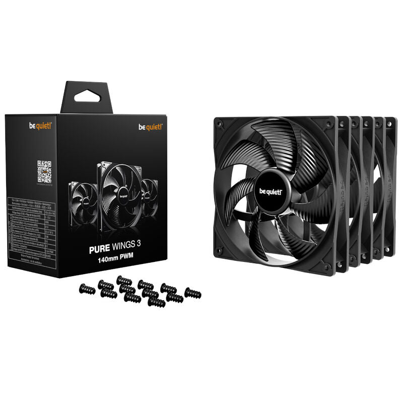 be quiet! Pure Wings 3 vifte 140 mm PWM 3-pack svart forfra