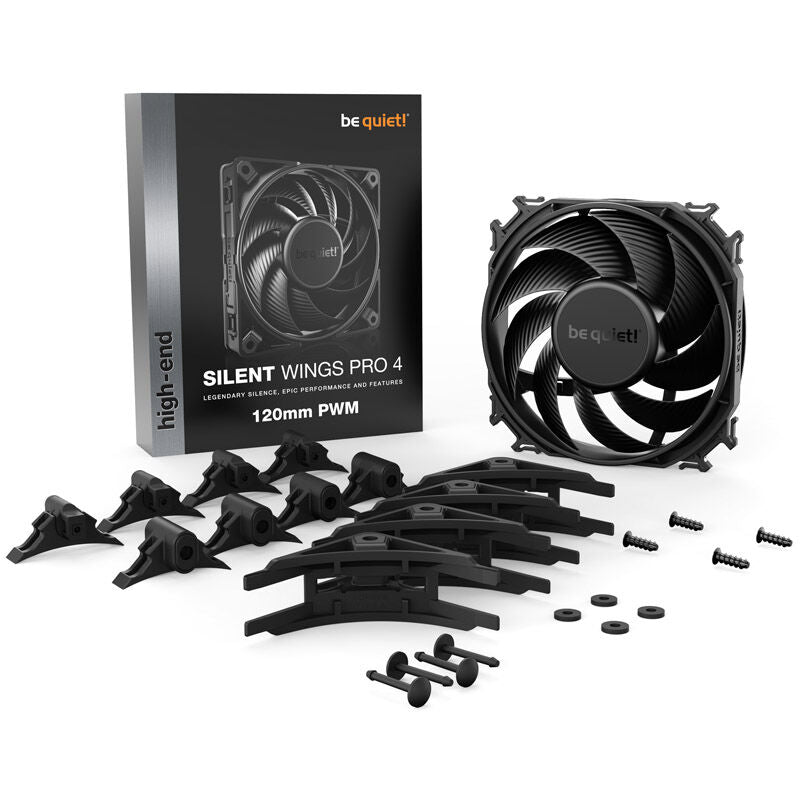be quiet! Silent Wings 4 Pro PWM vifte 120 mm svart med gummierte monteringsstifter
