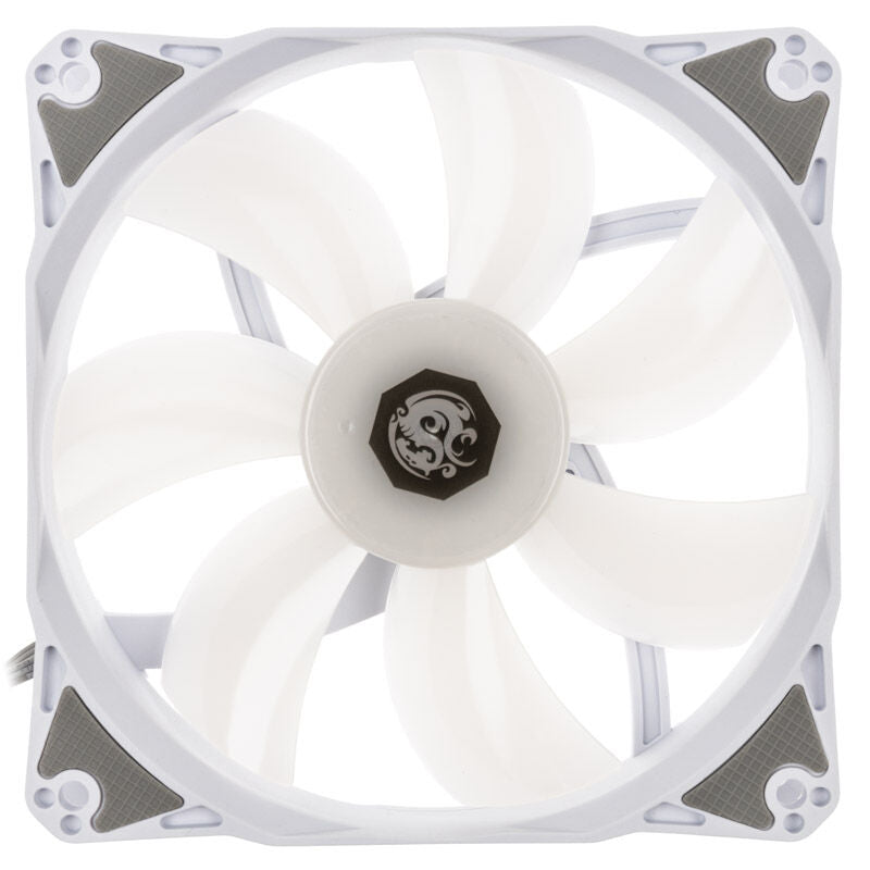 Montert Bitspower Notos RGB PWM vifte 120 mm hvit i PC
