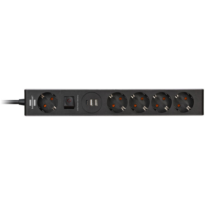 Brennenstuhl 5-veis grenuttak USB-C 2x USB-A svart bakside