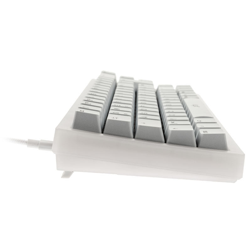 Montert Cherry Xtrfy K5 TKL gamingtastatur 65% RGB Kailh Red hvit på skrivebord