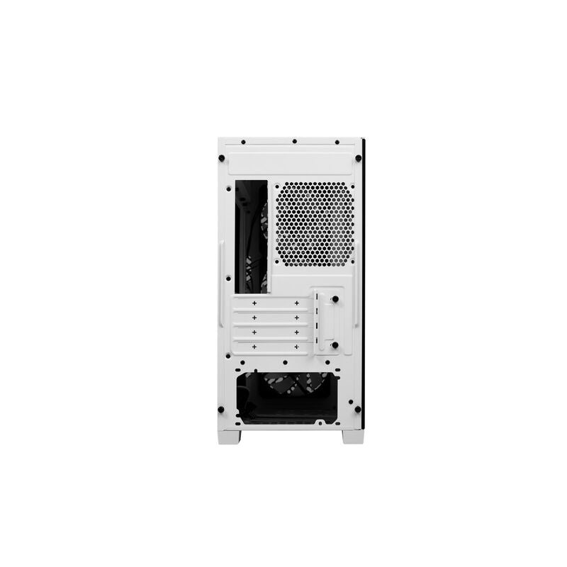 Cooler Master Elite 302 kabinett hvit nærbilde av herdet glass