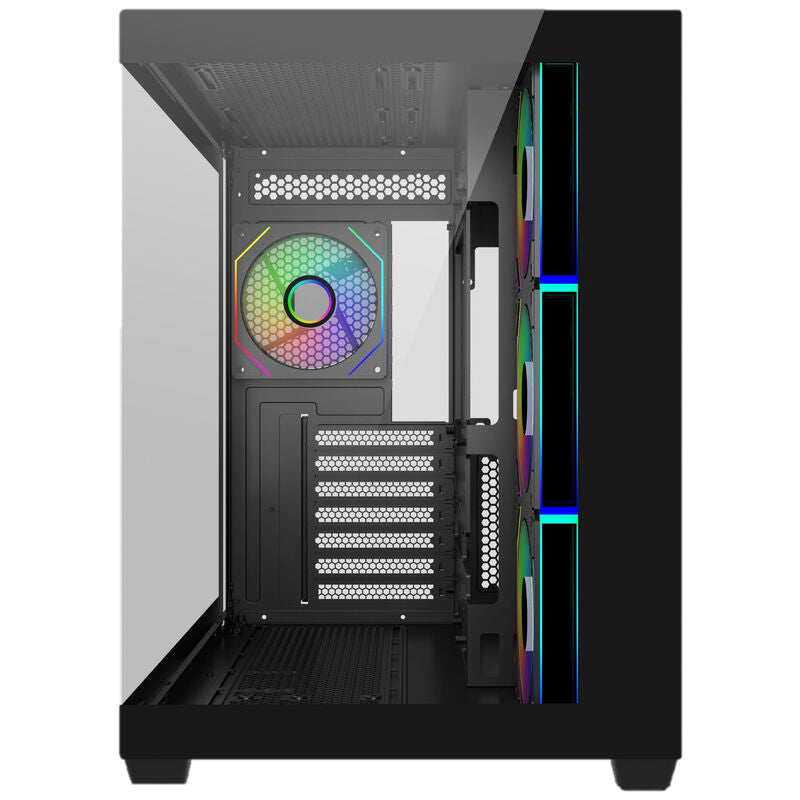 Cooler Master Elite 681 kabinett nærbilde av herdet glass