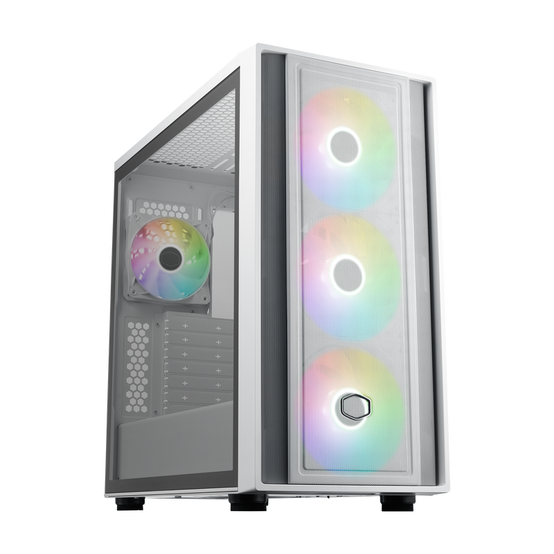 Cooler Master MasterBox 600 ARGB kabinett hvit forfra