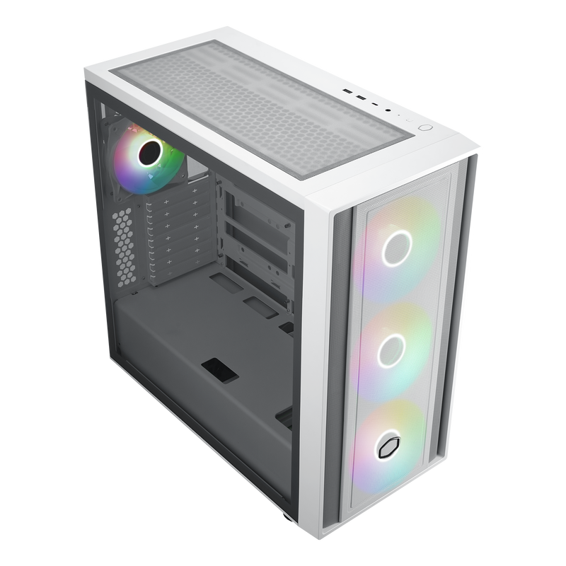 Cooler Master MasterBox 600 ARGB kabinett hvit detalj av ARGB-vifte