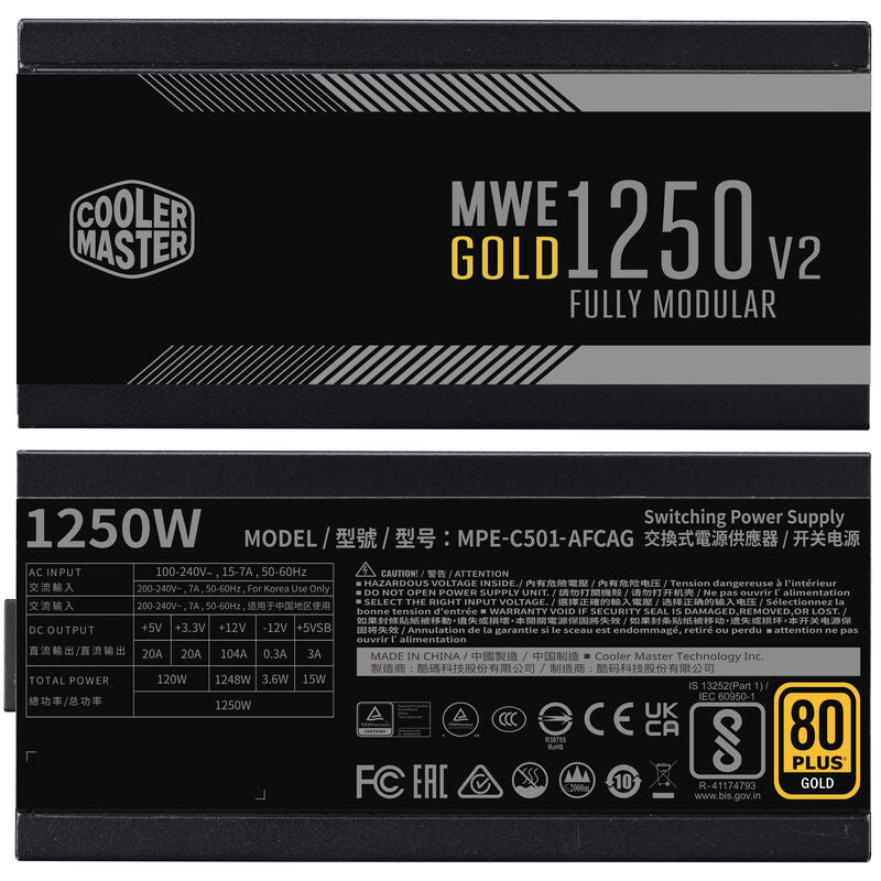 Sideprofil av Cooler Master MWE V2 strømforsyning