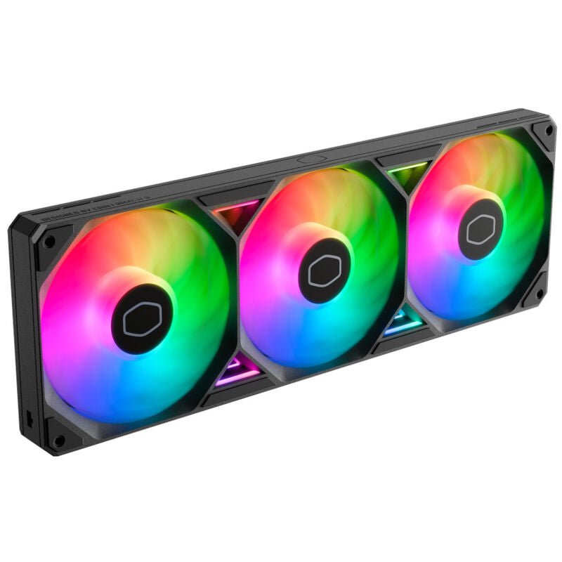 Cooler Master SickleFlow Edge 360 ARGB viftesett 3x120 mm svart montert i PC