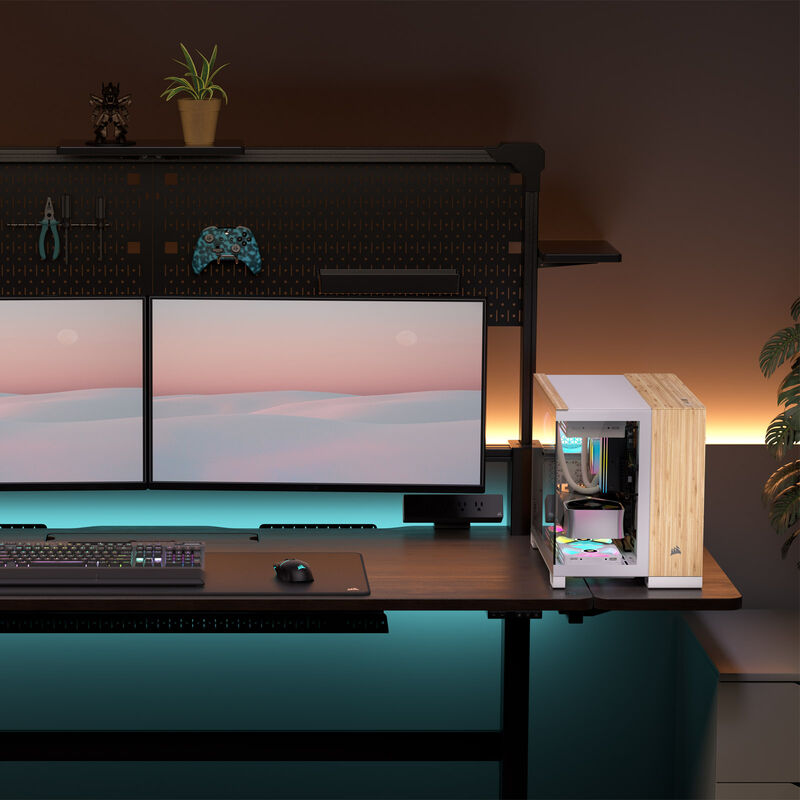 Corsair 2500X Micro-ATX kabinett herdet glass hvit bambus - Corsair