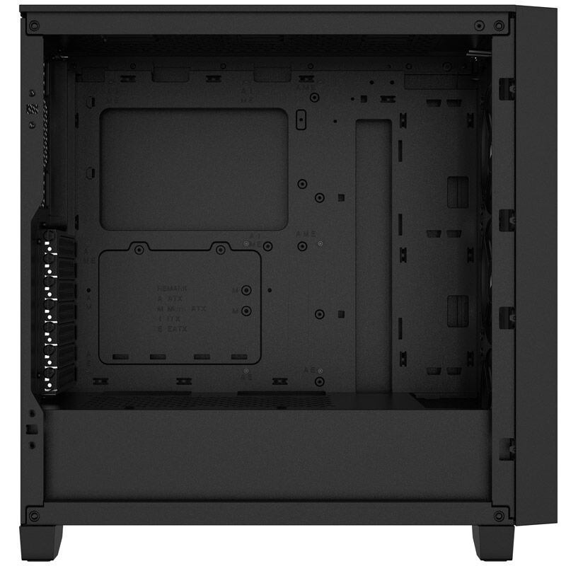 Corsair 3000D Airflow RGB kabinett oversikt over kabler og ventilasjon