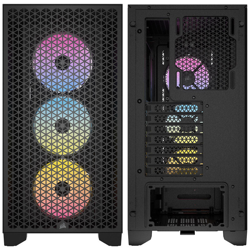 Detaljbilde av Corsair 3000D Airflow RGB kabinett temperert glass sidepanel