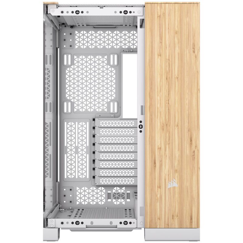 Corsair 6500X kabinett detalj bambus frontpanel
