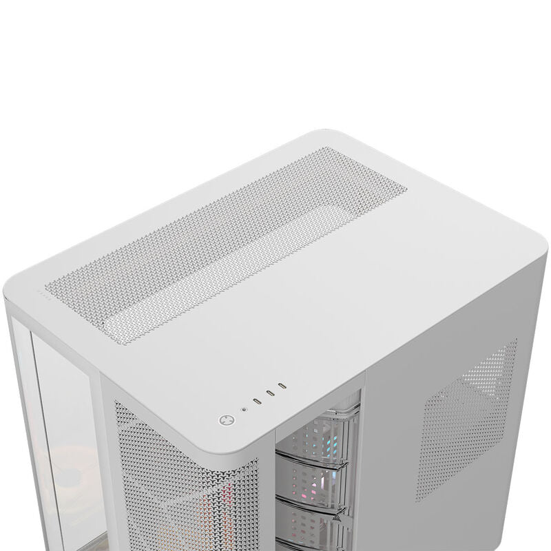 Kabelhåndtering i Corsair AIR 5400 LX-R LINK kabinett midtårn RGB hvit