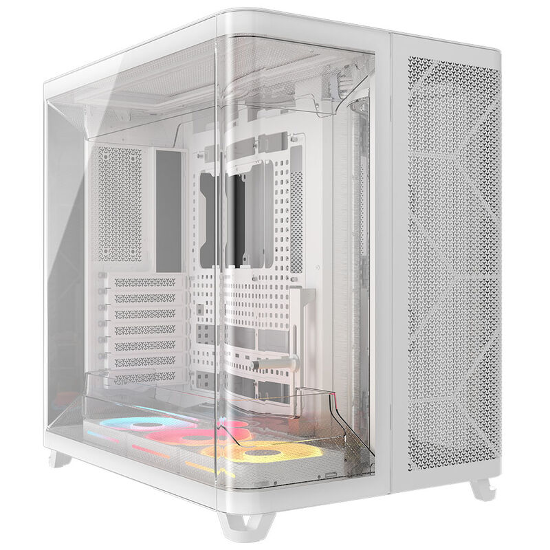 Corsair AIR 5400 LX-R LINK kabinett midtårn RGB hvit forfra