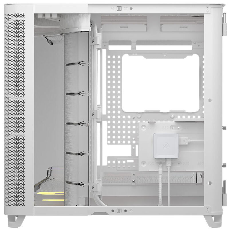 Sidepanel med glass på Corsair AIR 5400 LX-R LINK kabinett midtårn RGB hvit