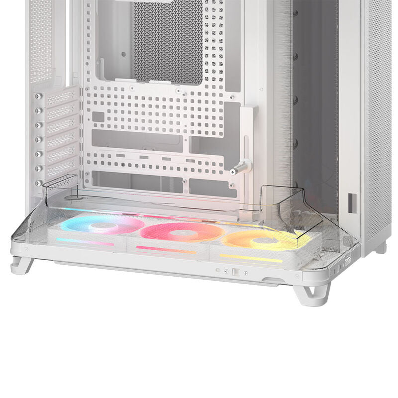 USB-porter på Corsair AIR 5400 LX-R LINK kabinett midtårn RGB hvit