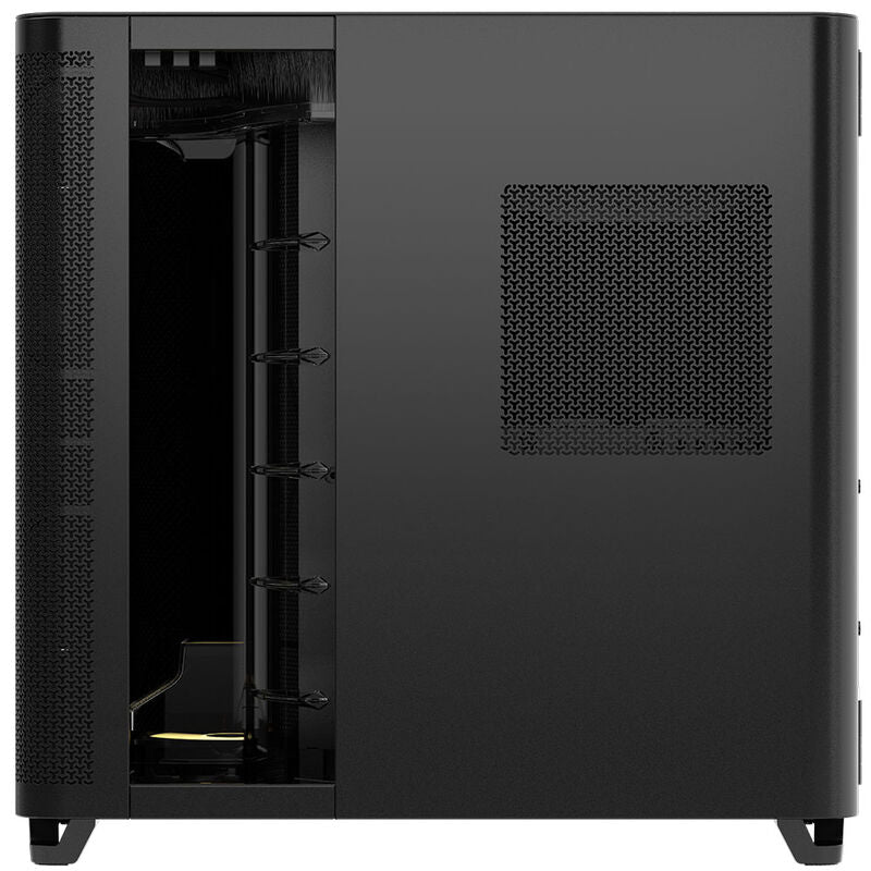 Nærbilde av buet herdet glass på Corsair AIR 5400 RS-R ARGB kabinett