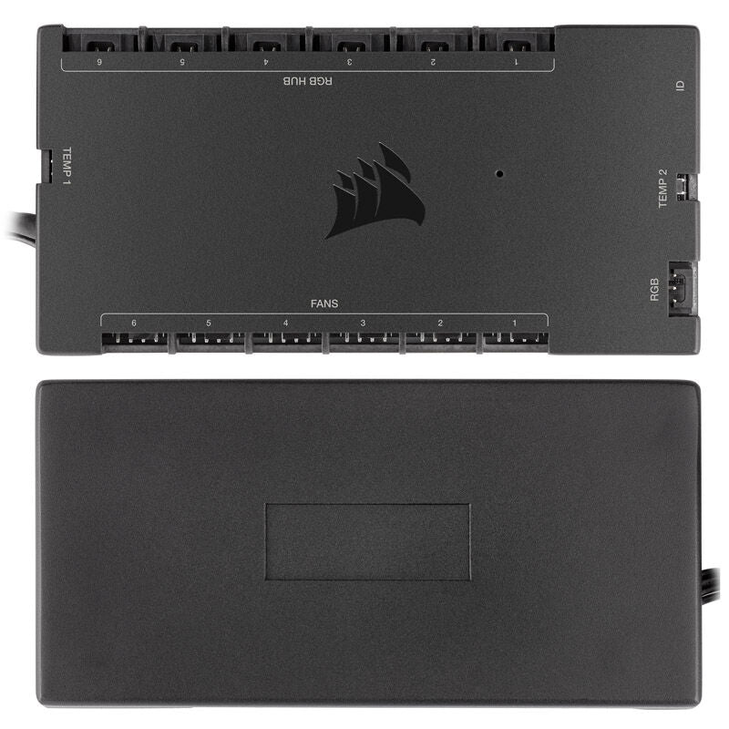 Detalj av Corsair Commander Core XT RGB LED-kontroller tilkoblinger