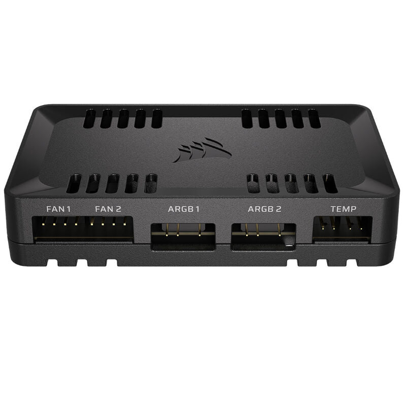 Corsair Commander Duo ARGB viftestyring iCUE LINK svart montert i PC-kabinett