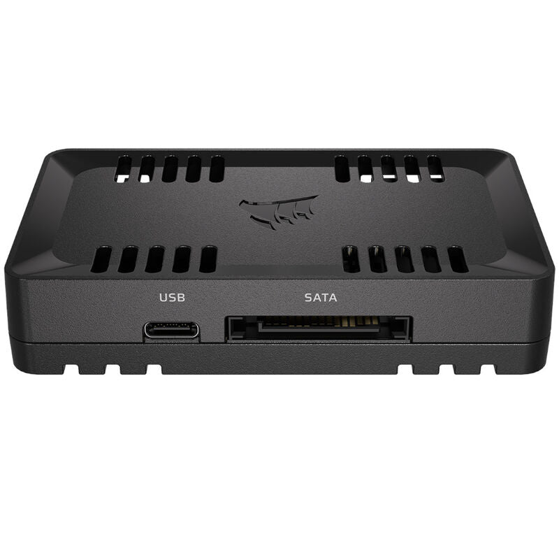 Nærbilde av Corsair Commander Duo ARGB viftestyring iCUE LINK svart lys og vifteporter
